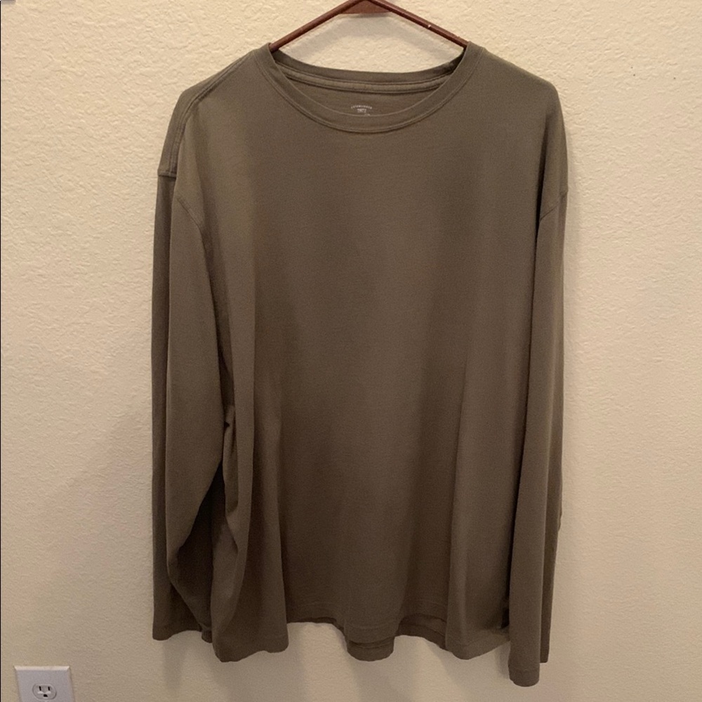 Faded Glory Green Long Sleeve Tee Classic Comfort